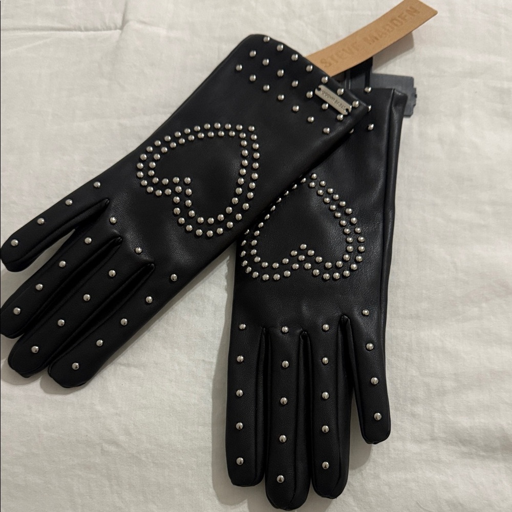 Steve Madden Black Studded Gloves - Picture 2 of 4